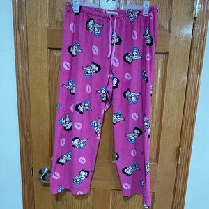 BETTY BOOP Womens Plus 2X (18W-20W) Fleece Pink Lounge Pajama PJ Sleep Pants